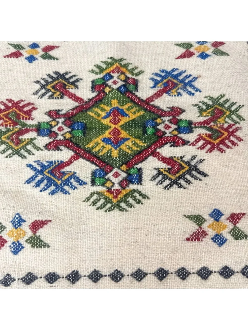 Hand Embroidered Alpaca Peruvian Wool Decorative Pillow Cover 17 x 15 Tribal